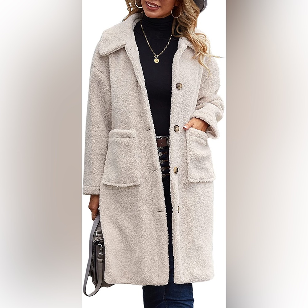 Angashion Teddy Coat in Cream